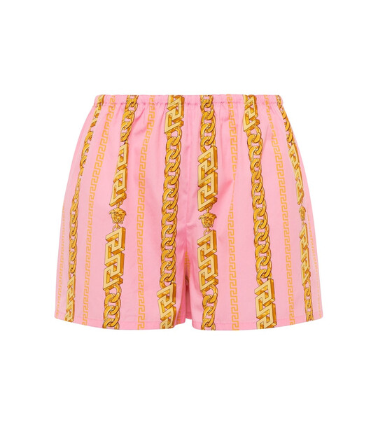 Versace Printed cotton shorts in pink