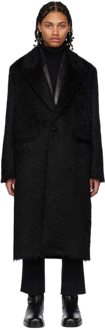 jil sander black tailored coat