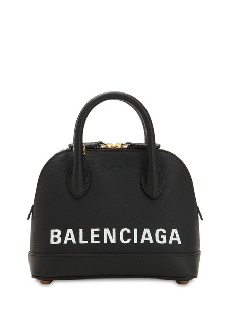 BALENCIAGA Xxs Ville Leather Top Handle Bag in black / white