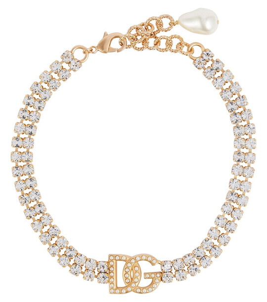 Dolce & Gabbana Embellished logo choker in gold