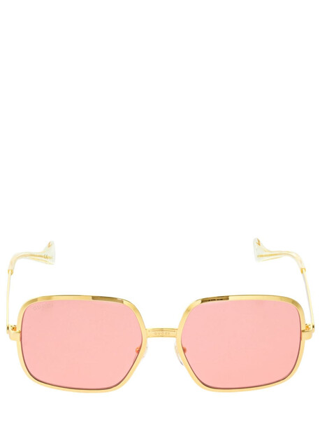 GUCCI Aria Squared Metal Sunglasses in gold / pink