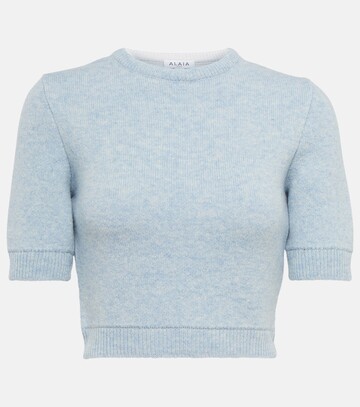 Alaia Wool crop sweater in blue
