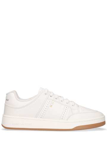 saint laurent sl/61 low-top leather sneakers in white