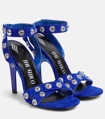 the attico cosmo 105 studded suede sandals in blue