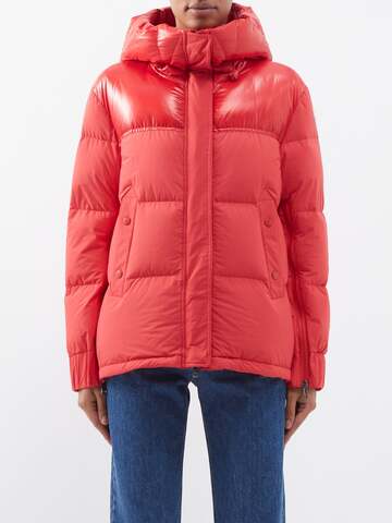 moncler - etival hooded quilted down coat - womens - red