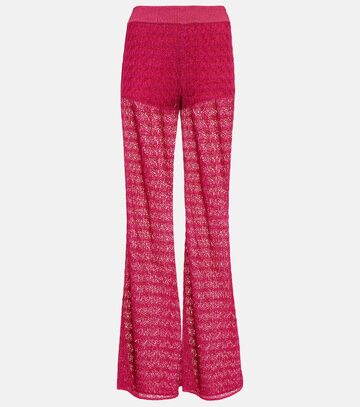 Missoni Lamé high-rise flared pants in pink