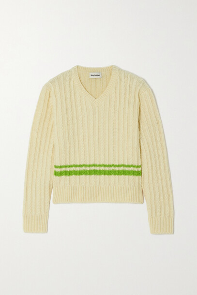 Molly Goddard - Diana Striped Cable-knit Wool Sweater - Cream