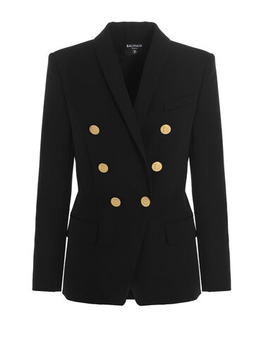 Balmain Double Breast Wool Blazer Jacket in black