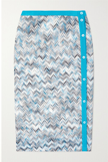 missoni - raschel wrap-effect crochet-knit midi skirt - blue