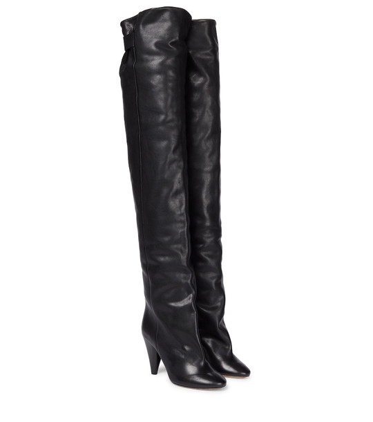 Isabel Marant Leather over-knee boots in black