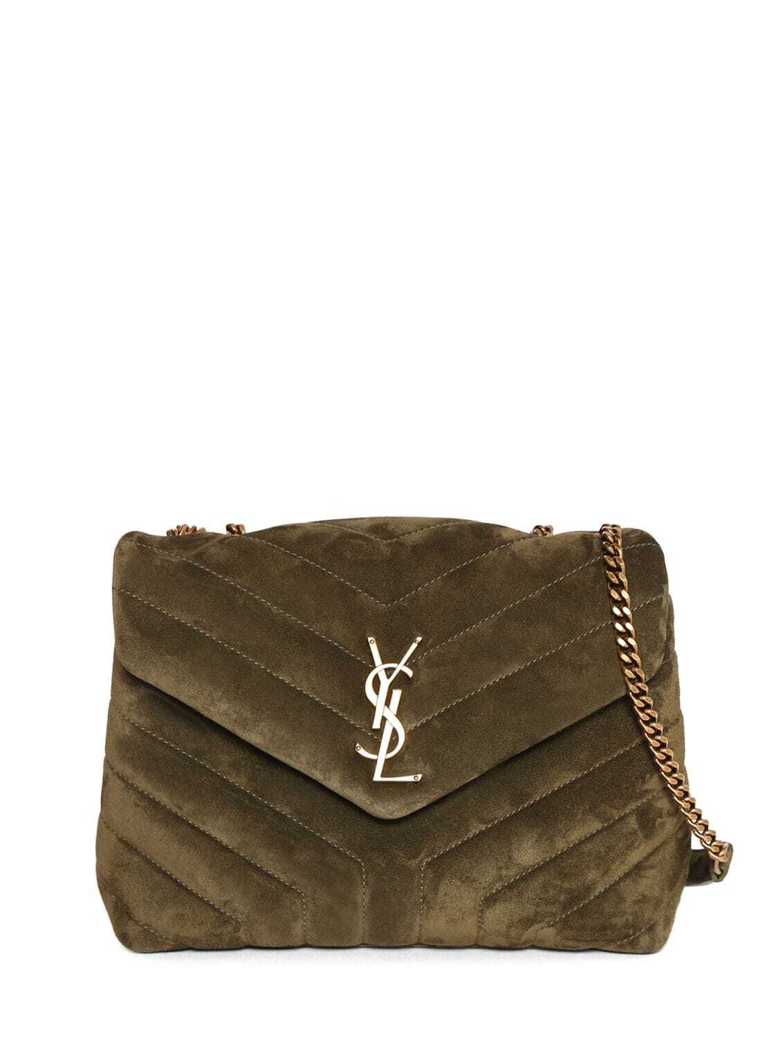 SAINT LAURENT Small Loulou Leather Shoulder Bag in green