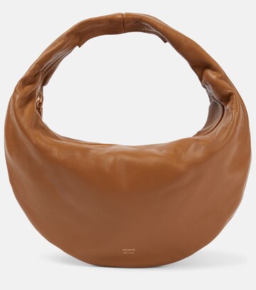 khaite olivia medium leather shoulder bag in neutrals