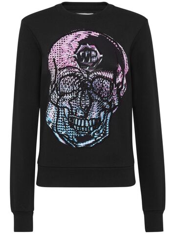 philipp plein skull crystal-embellished sweatshirt - black