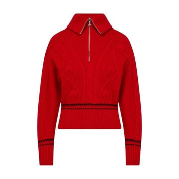Marine Serre Cable knit zip sweater in red