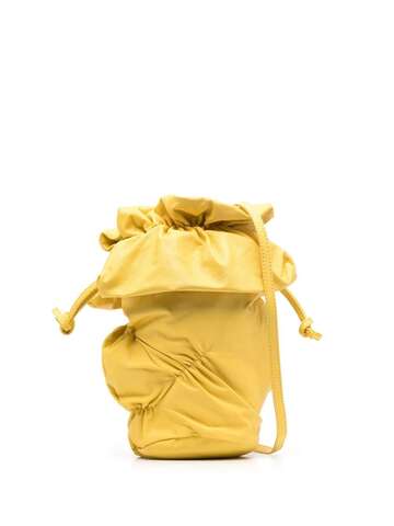 discord yohji yamamoto leather gathered-detail bucket bag - yellow