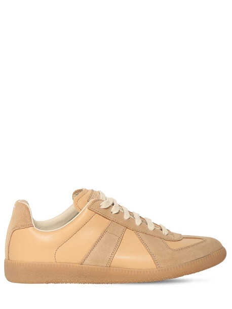 MAISON MARGIELA 20mm Replica Leather & Suede Sneakers in camel