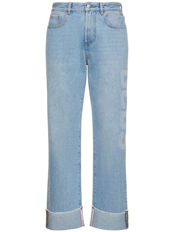 gcds 23cm laser logo denim straight jeans in blue