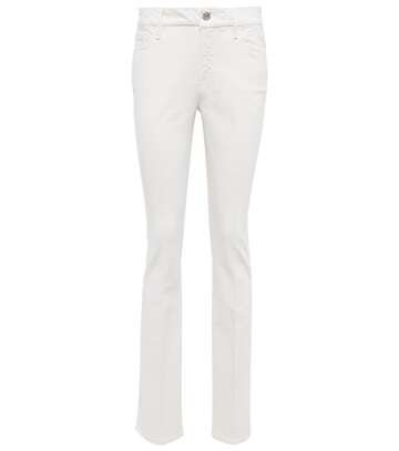 frame le crop mini boot mid-rise jeans in neutrals