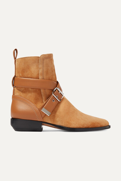 Chloé Chloé - Rylee Suede And Leather Ankle Boots - Brown