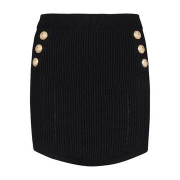 Balmain Short knit skirt with double-buttoned fastening in noir