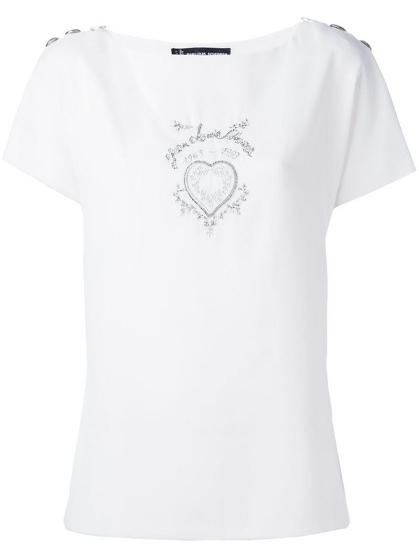 Jean Louis Scherrer Pre-Owned heart motif top in white