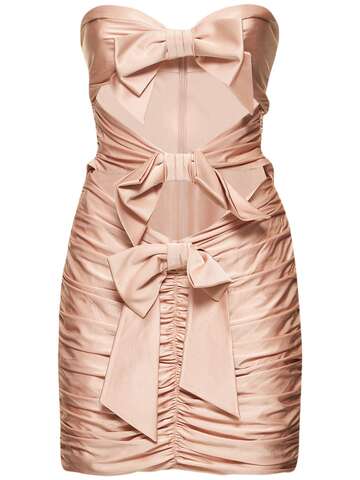 alexandre vauthier shiny jersey mini dress w/ bows in pink
