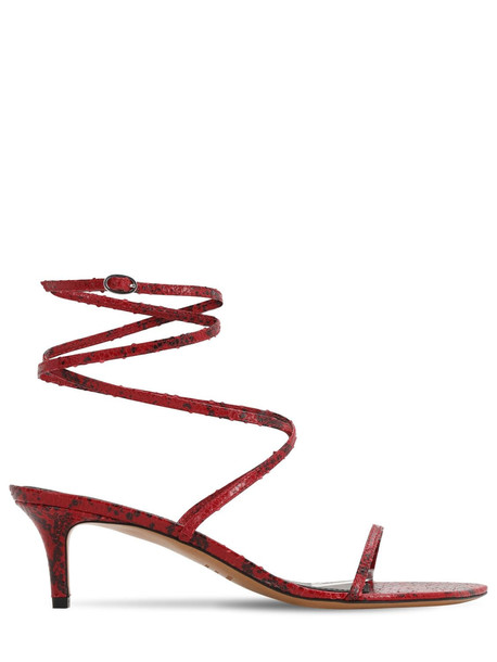 ISABEL MARANT 50mm Aridee Python Print Leather Sandals in red