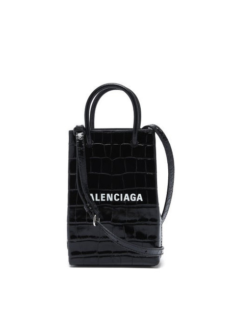 Balenciaga - Shopping Mini Croc-efffect Leather Cross-body Bag - Womens - Black