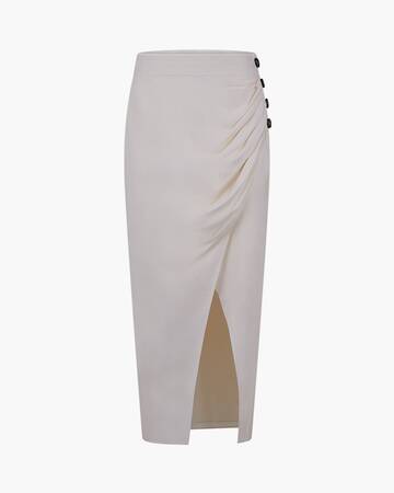 self-portrait Midi Wrap Skirt in ivory