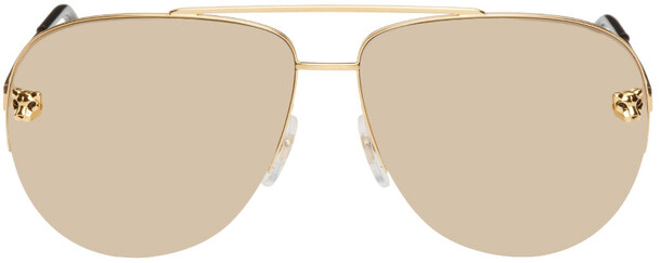 Cartier Gold Panthère de Cartier Aviator Sunglasses