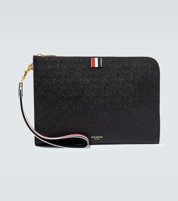 thom browne leather briefcase in black