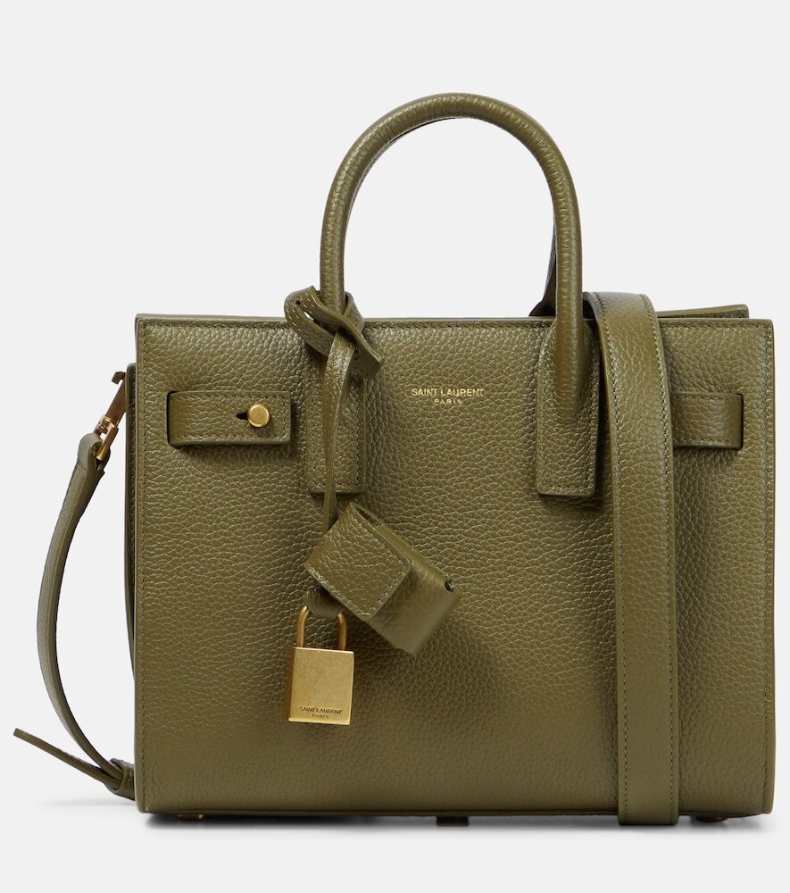 Saint Laurent Sac De Jour Baby Small leather tote bag in green