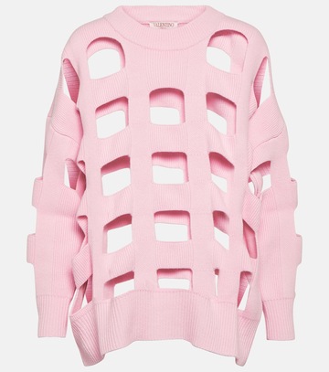 valentino cutout wool sweater in pink