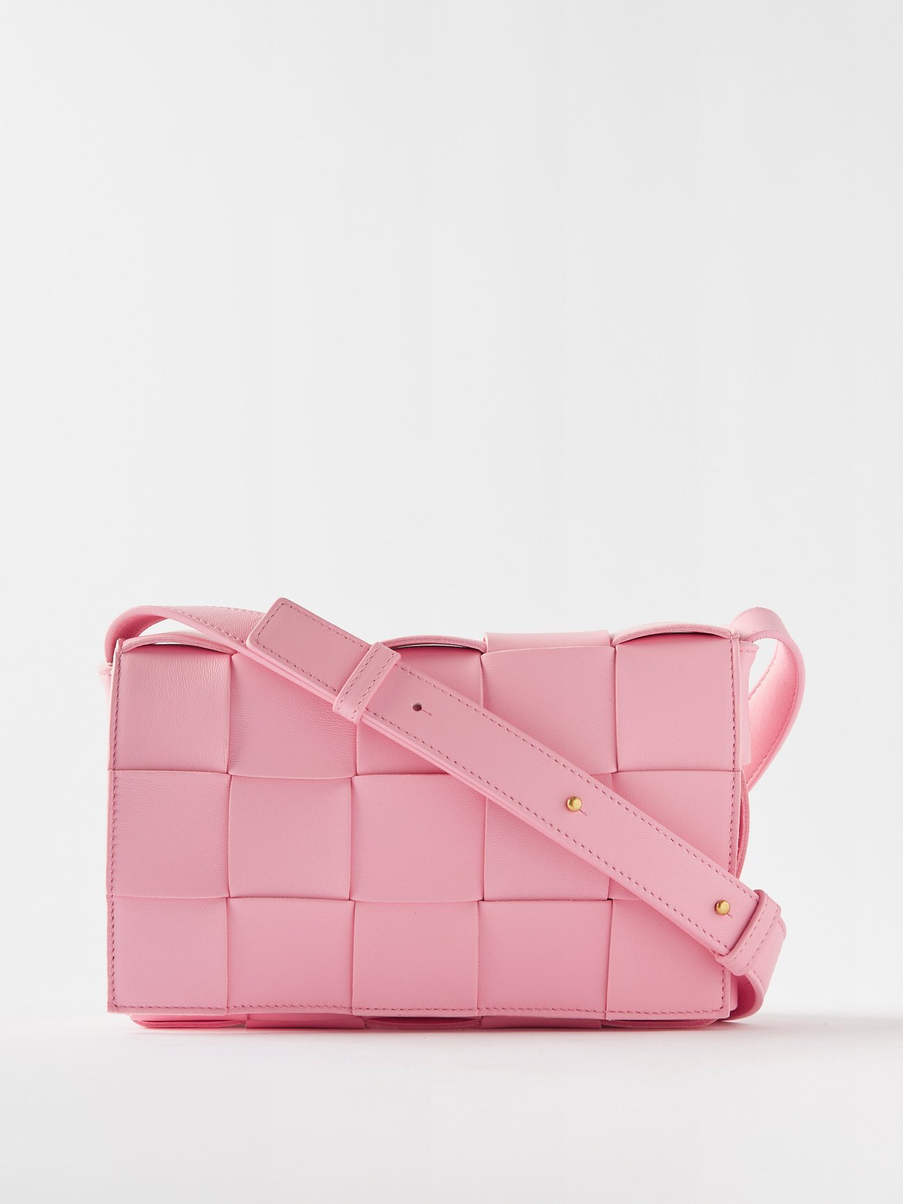 Bottega Veneta - Cassette Intrecciato-leather Cross-body Bag - Womens - Pink