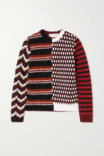 Marni - Patchwork Crochet-knit Sweater - Burgundy