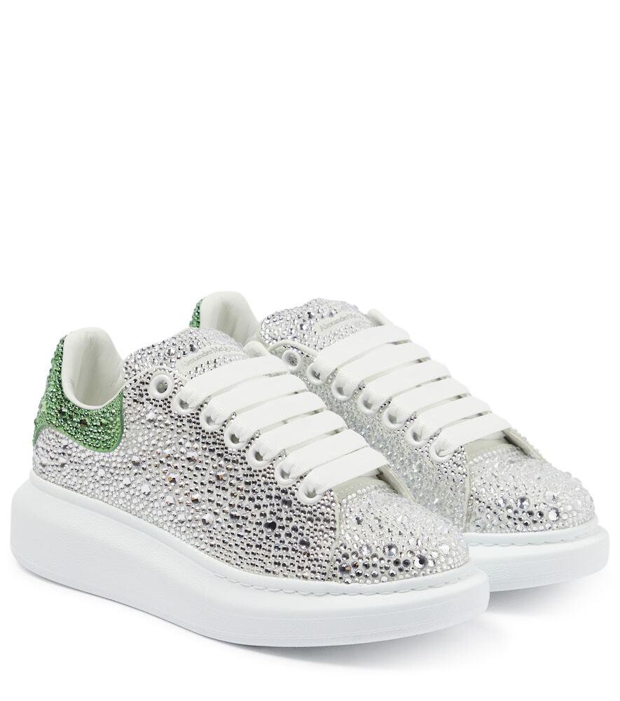 Alexander McQueen Embellished leather sneakers in white