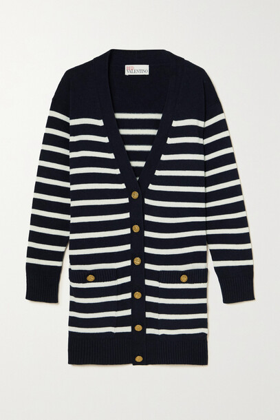 REDValentino - Oversized Striped Knitted Cardigan - Blue