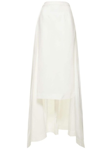 STAUD Prunella Cotton Blend Midi Skirt in white