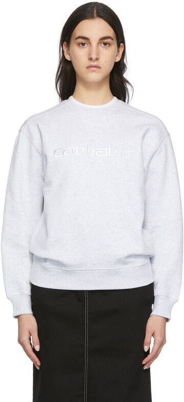 Carhartt Work In Progress Grey Logo Sweatshirt in white