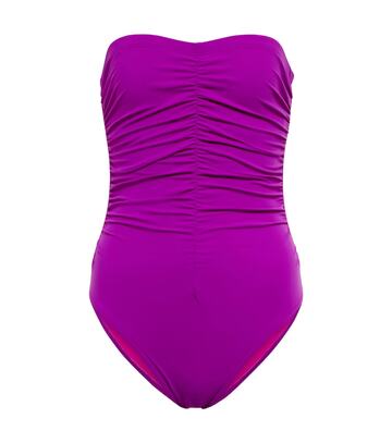 karla colletto basics ruched swimsuit in purple