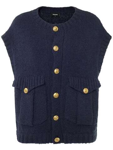 dsquared2 buttoned wool knit cardigan vest in blue