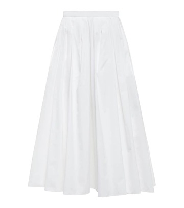 Alexander McQueen High-rise cotton poplin midi skirt in white