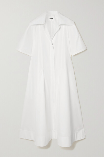 Jil Sander - Oversized Pleated Cotton-poplin Dress - White