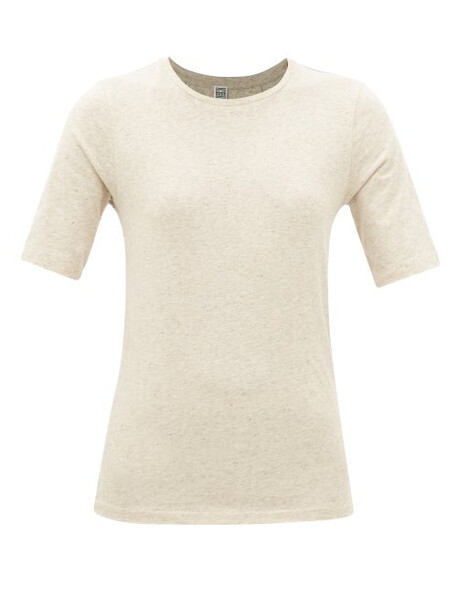 Totême - Marled Cotton-jersey T-shirt - Womens - Light Beige