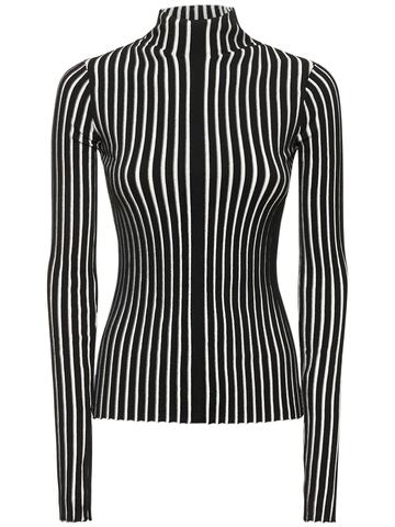 INTERIOR The Ridley Plated Viscose Blend Sweater in black / white