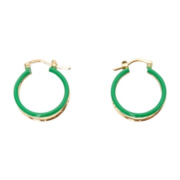 Jw Anderson Double ring hoop earings in gold / green