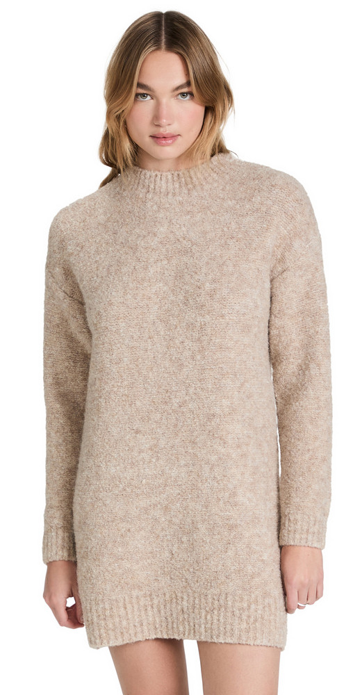 ENGLISH FACTORY Cozy Roundneck Sweater Dress in taupe