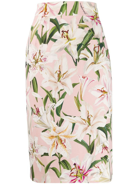 Dolce & Gabbana floral midi skirt in pink