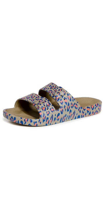 Freedom Moses Moses Two Band Slides in khaki