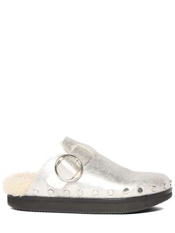 ISABEL MARANT 40mm Mirst Shearling Mules in silver